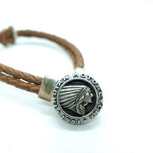 King Baby Studio Double Knotted Brown Leather Bracelet Indian Motorcycle Silver